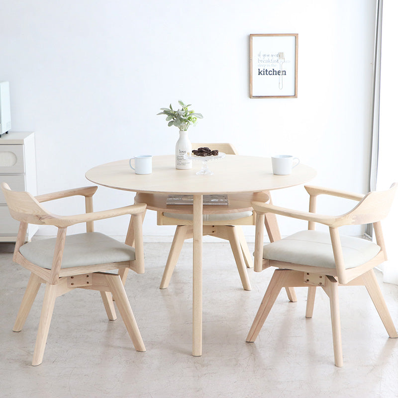 ダイニングセット 丸テーブル+チェア3脚 おしゃれな丸型110cmテーブルと回転チェアの快適空間