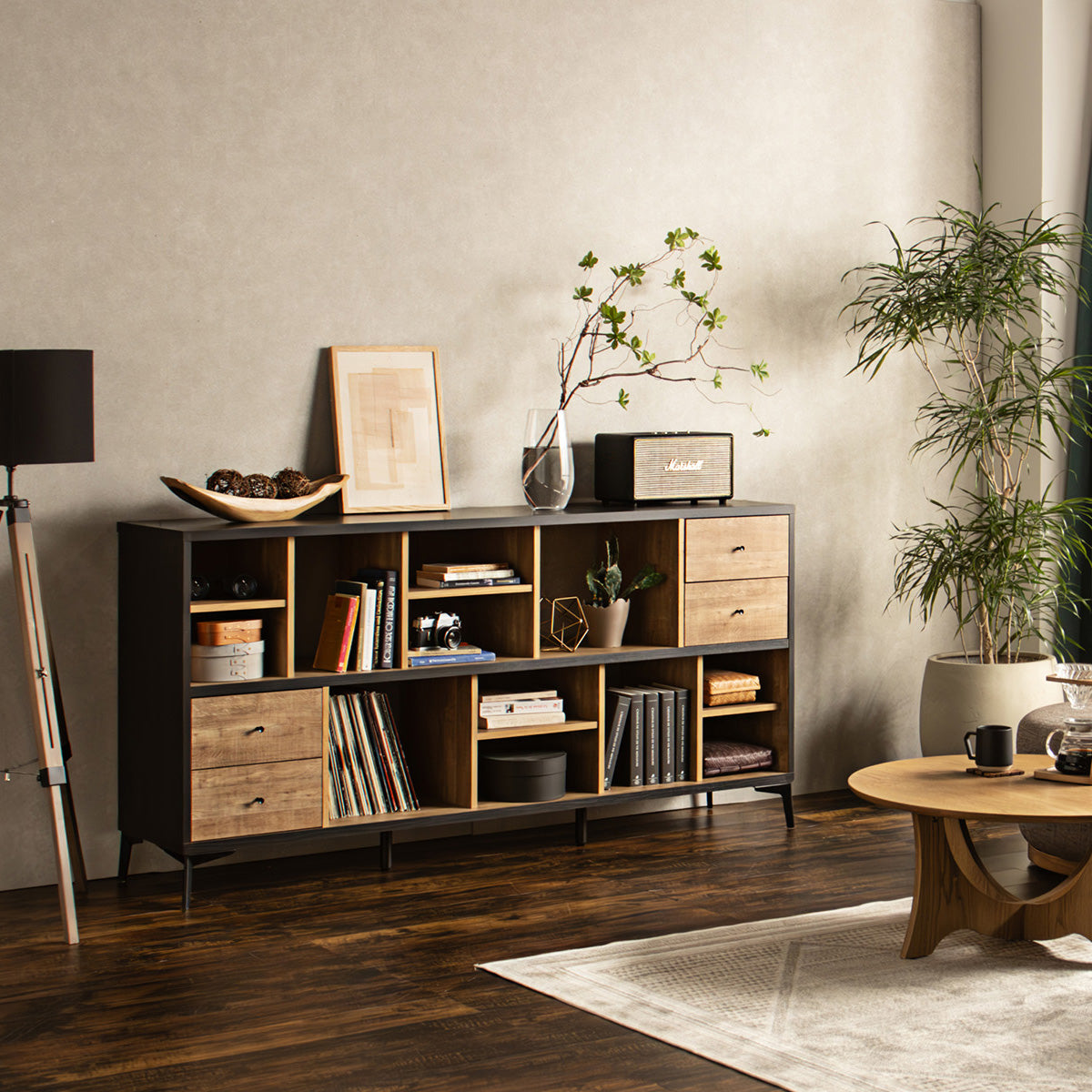 【開梱設置配送】ローシェルフ 幅180cm 開放感ある暮らしと美しい収納を叶える国産家具