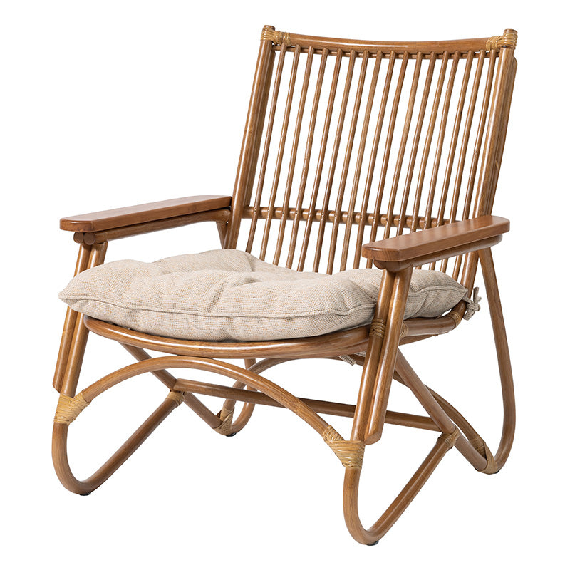パーソナルチェア 天然木×ラタンの優雅な座り心地 籐椅子