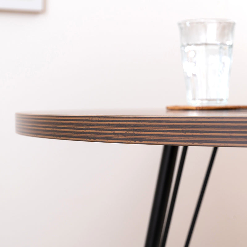 円形ダイニングテーブル 温もりのある木目調デザインとシンプルなアイアンが特徴 直径110cm 3人~4人 丸テーブル