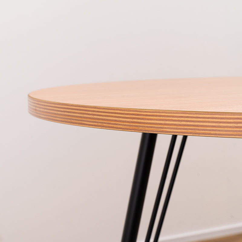 円形ダイニングテーブル 温もりのある木目調デザインとシンプルなアイアンが特徴 直径110cm 3人~4人 丸テーブル