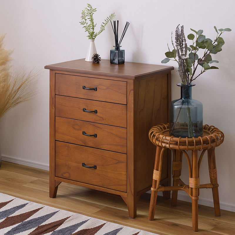 キャビネット ヴィンテージ調の木目が美しい4段チェスト