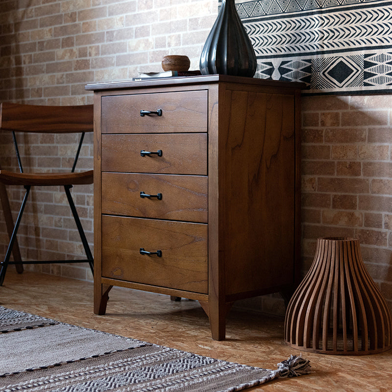 キャビネット ヴィンテージ調の木目が美しい4段チェスト