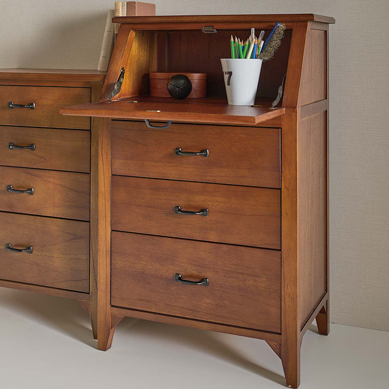 ライティングチェスト 天然木の豊かな風合いと統一感のある黒アイアンが特徴