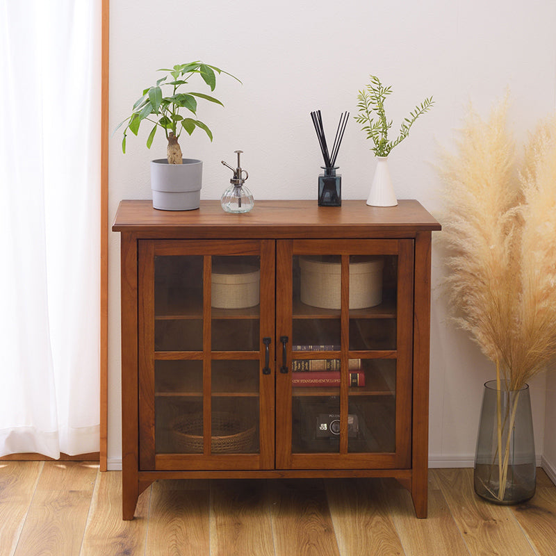 キャビネット 天然木の豊かな風合いと統一感のある黒アイアンが特徴