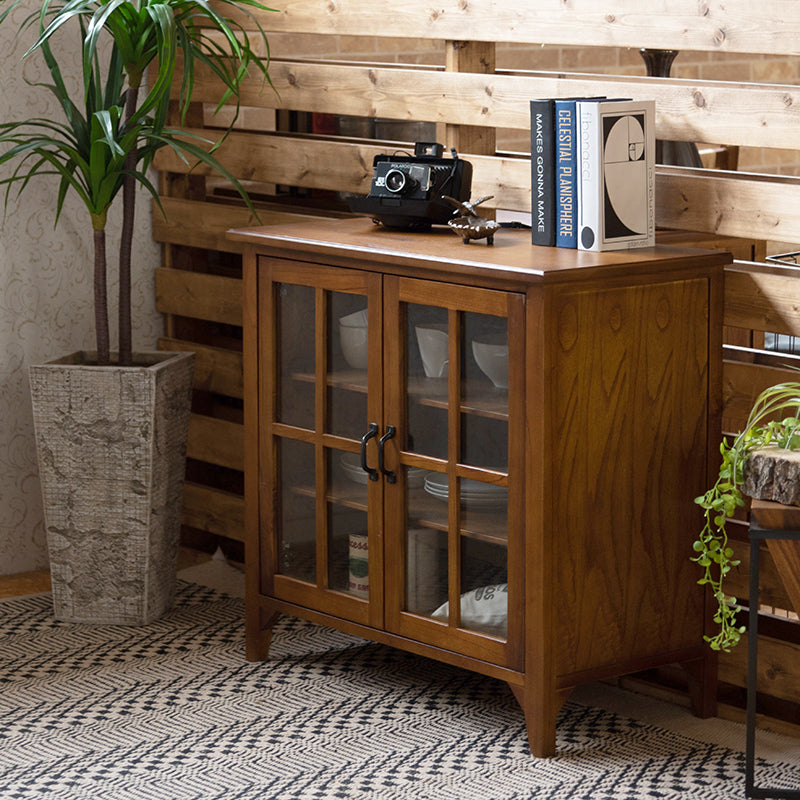 キャビネット 天然木の豊かな風合いと統一感のある黒アイアンが特徴