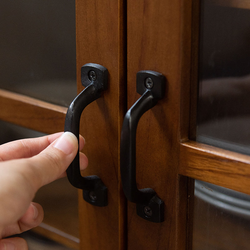 キャビネット 天然木の豊かな風合いと統一感のある黒アイアンが特徴