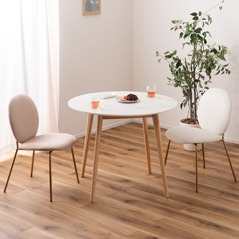 大理石調デザインを施したラウンドダイニングテーブル 円形 1人~2人用 丸テーブル