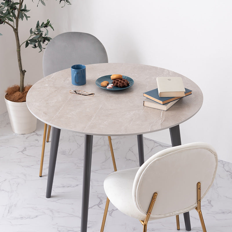 大理石調デザインを施したラウンドダイニングテーブル 円形 1人~2人用 丸テーブル