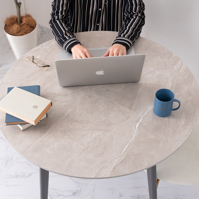 大理石調デザインを施したラウンドダイニングテーブル 円形 1人~2人用 丸テーブル