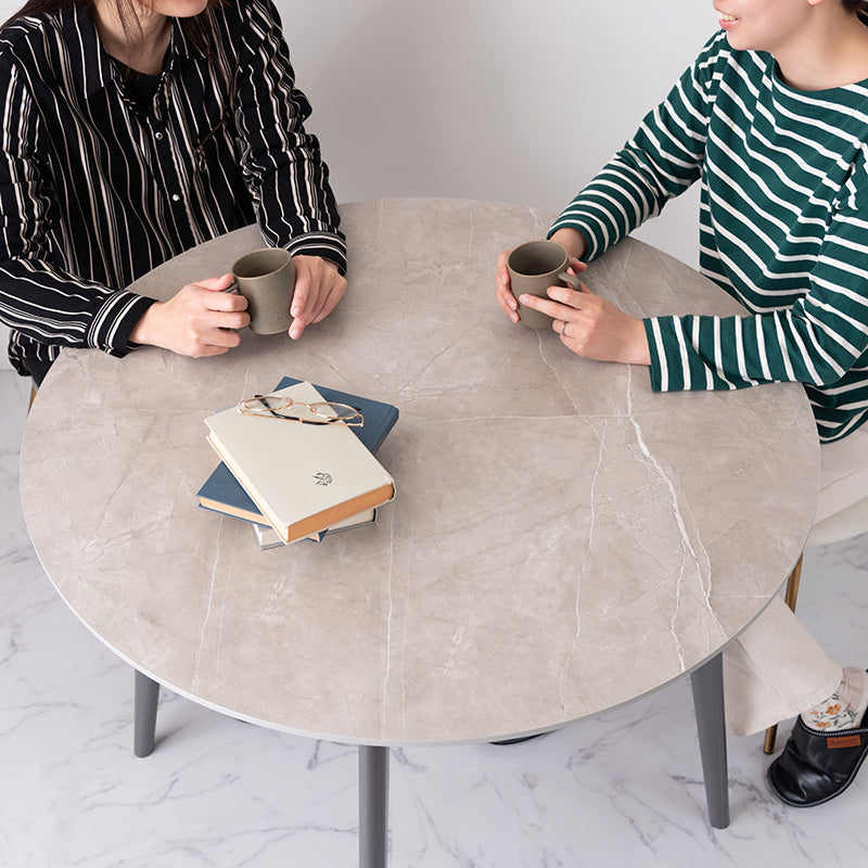 大理石調デザインを施したラウンドダイニングテーブル 円形 1人~2人用 丸テーブル
