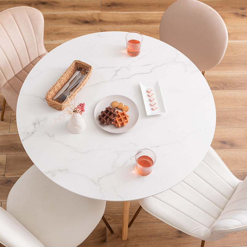 大理石調デザインを施したラウンドダイニングテーブル 円形 1人~2人用 丸テーブル