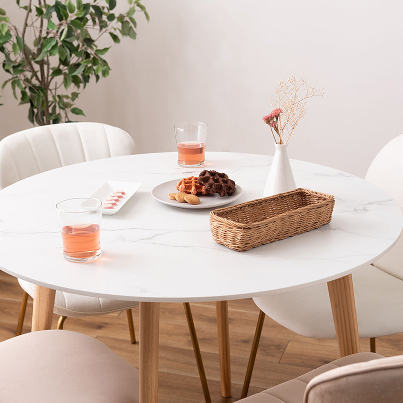 大理石調デザインを施したラウンドダイニングテーブル 円形 1人~2人用 丸テーブル