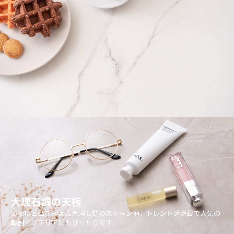 大理石調デザインを施したコンパクトダイニングテーブル 1人~2人用