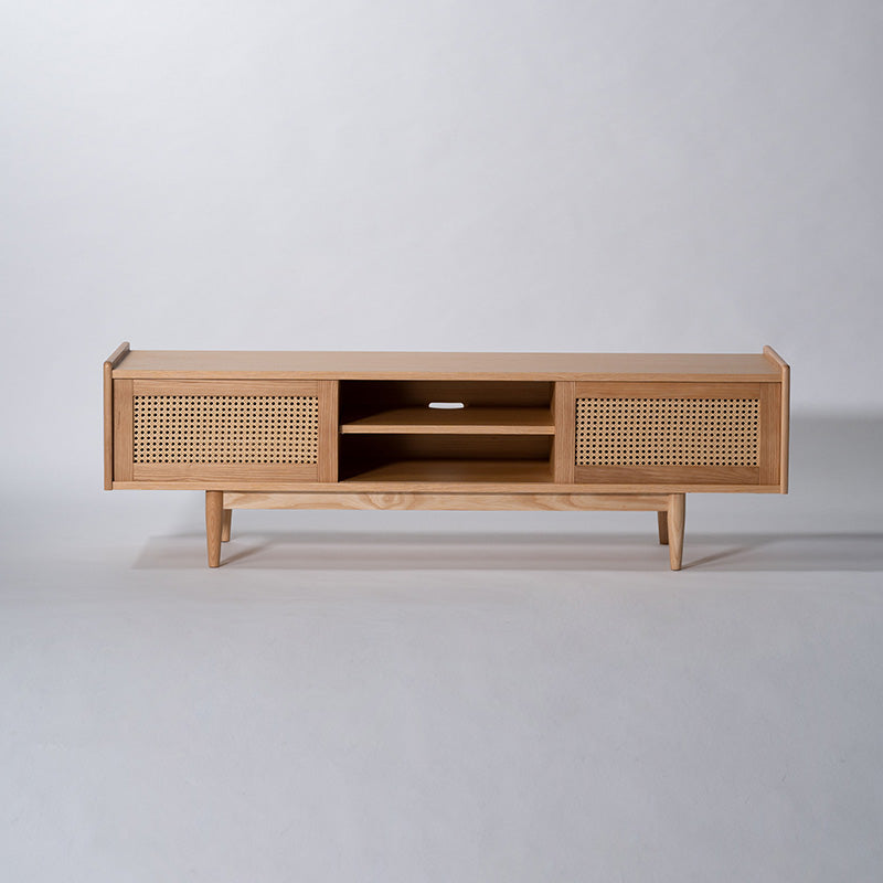 【開梱設置配送】かごめ編みをアクセントに目を引くフォルムに仕上げた ローボード