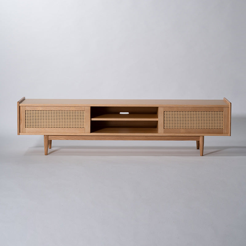 【開梱設置配送】かごめ編みをアクセントに目を引くフォルムに仕上げた ローボード