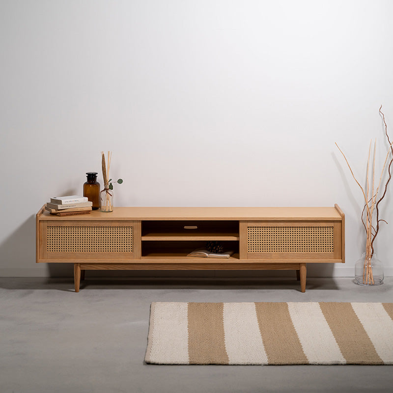 【開梱設置配送】かごめ編みをアクセントに目を引くフォルムに仕上げた ローボード