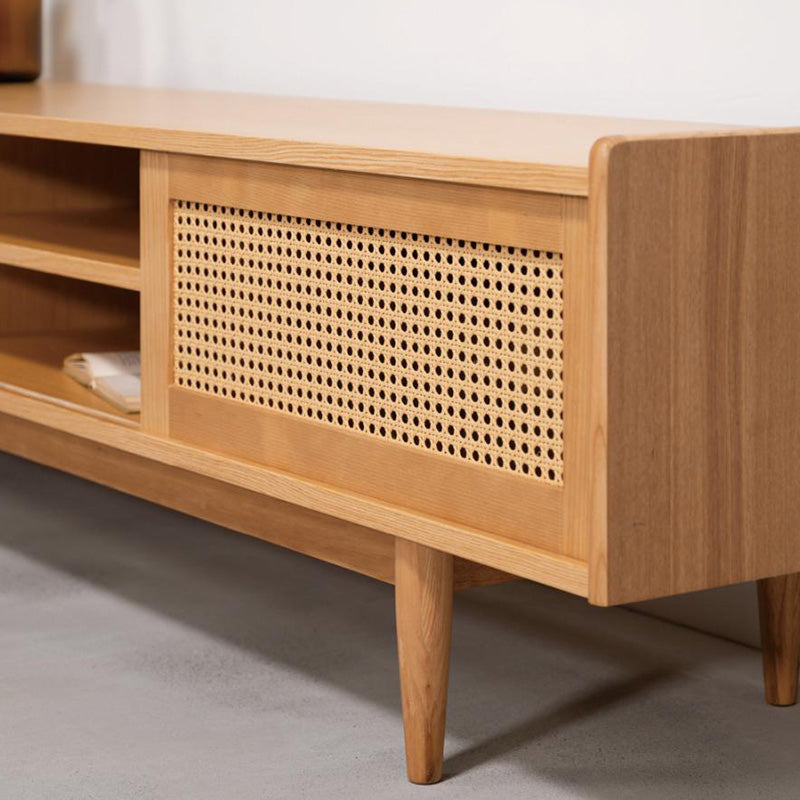 【開梱設置配送】かごめ編みをアクセントに目を引くフォルムに仕上げた ローボード