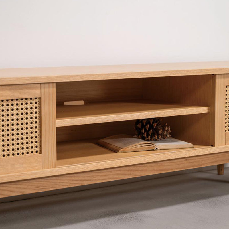 【開梱設置配送】かごめ編みをアクセントに目を引くフォルムに仕上げた ローボード