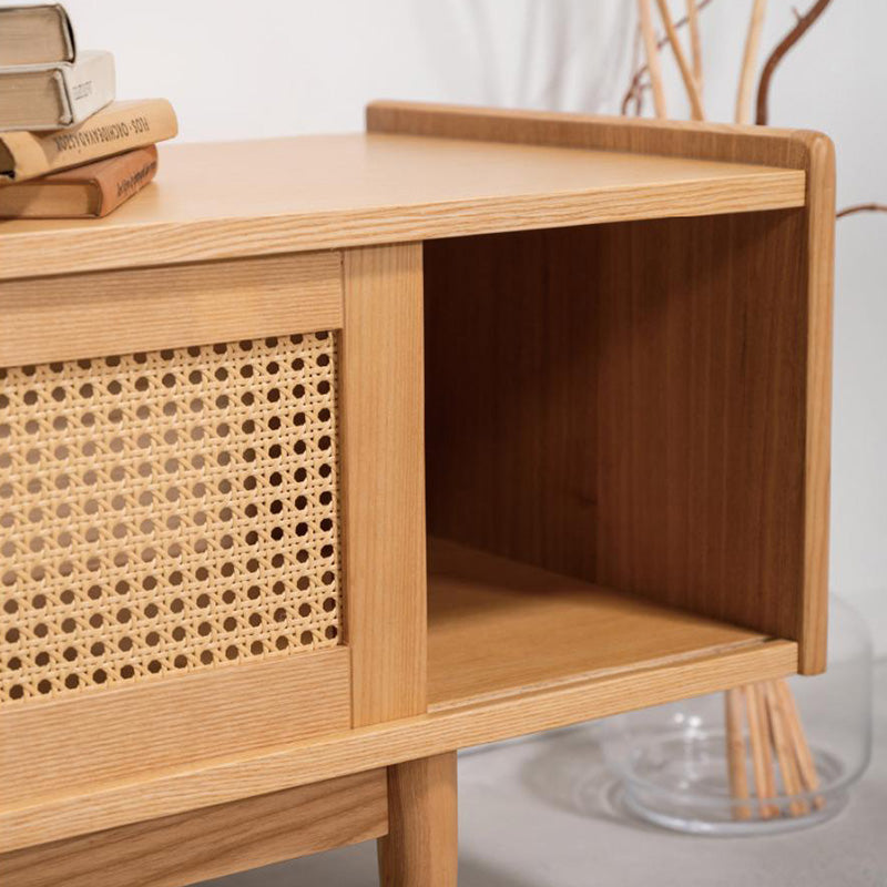 【開梱設置配送】かごめ編みをアクセントに目を引くフォルムに仕上げた ローボード