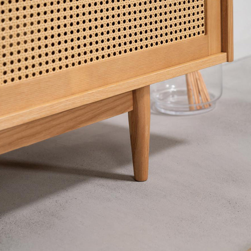 【開梱設置配送】かごめ編みをアクセントに目を引くフォルムに仕上げた ローボード