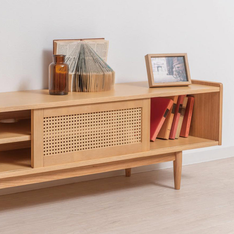 【開梱設置配送】かごめ編みをアクセントに目を引くフォルムに仕上げた ローボード