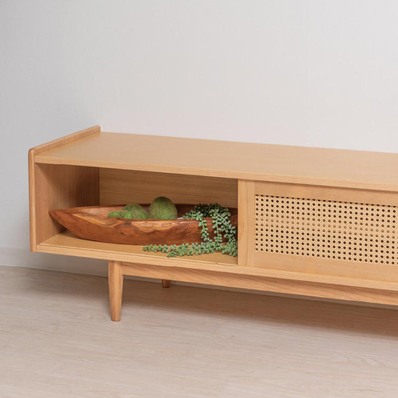 【開梱設置配送】かごめ編みをアクセントに目を引くフォルムに仕上げた ローボード