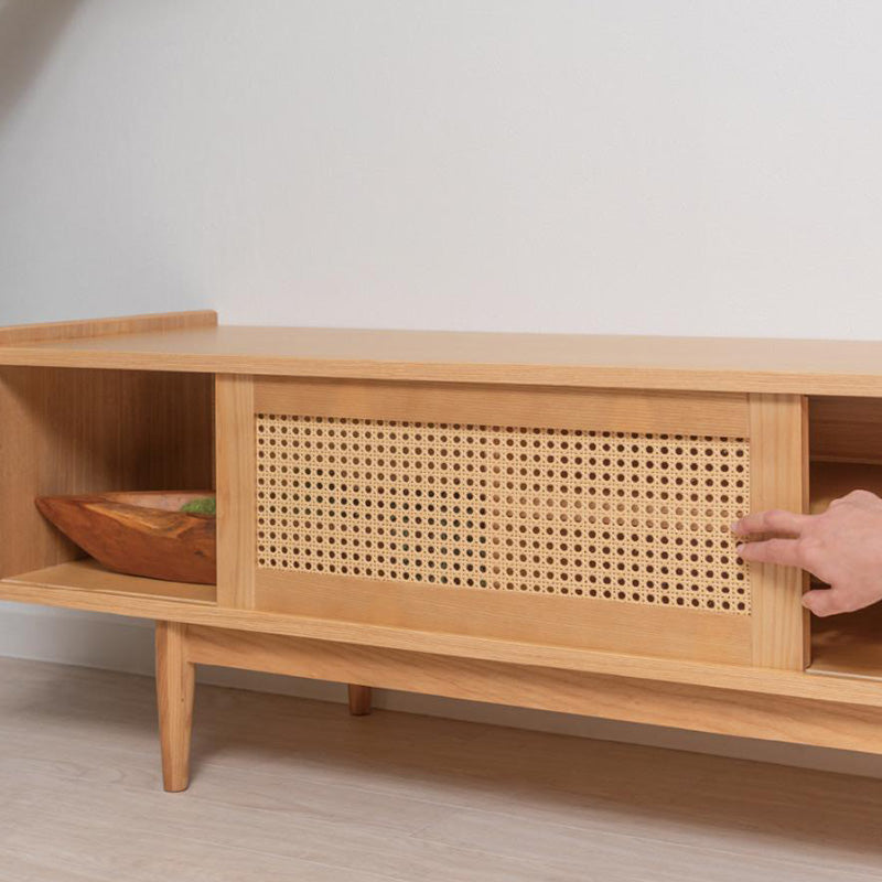 【開梱設置配送】かごめ編みをアクセントに目を引くフォルムに仕上げた ローボード