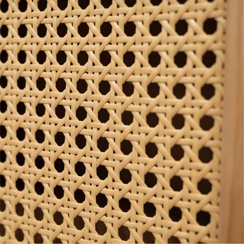 キャビネット 視線を惹きつける、かごめ編みの上質デザイン 可動棚付き ラタン調デザイン