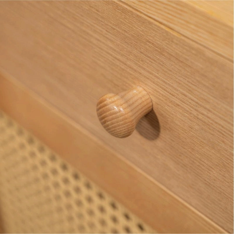 キャビネット 視線を惹きつける、かごめ編みの上質デザイン 可動棚付き ラタン調デザイン