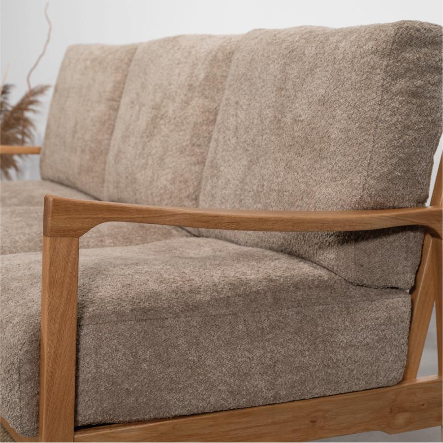 【開梱設置配送】3人掛けソファ 凹凸のある表情が魅力のブークレ生地を使用