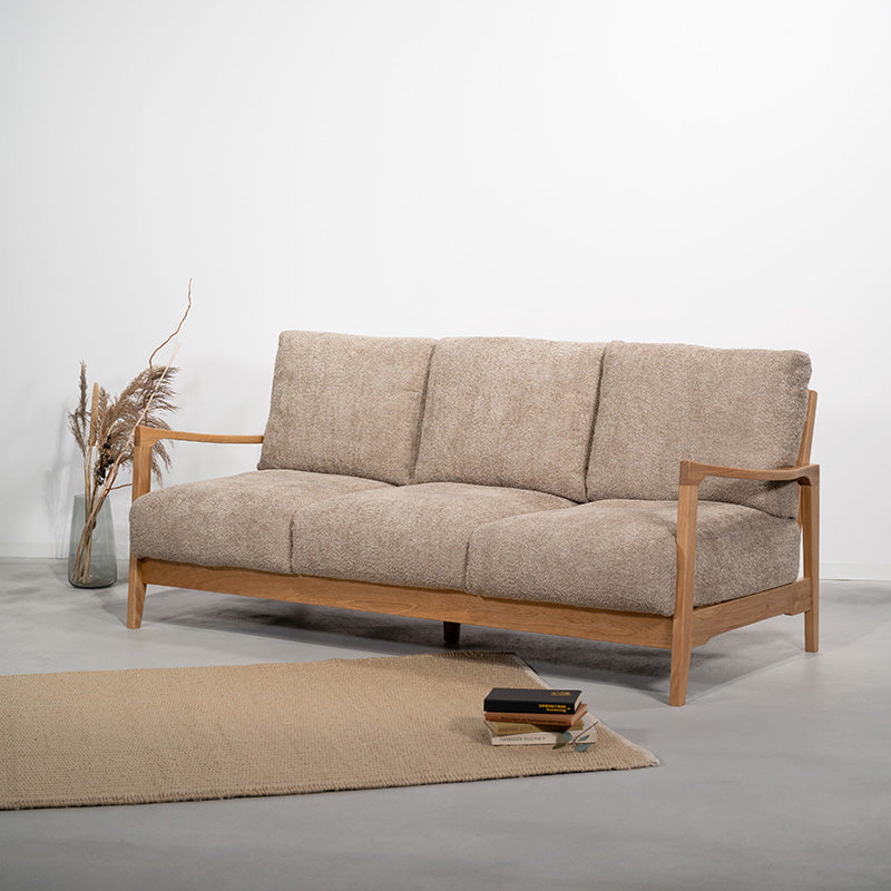 【開梱設置配送】3人掛けソファ 凹凸のある表情が魅力のブークレ生地を使用