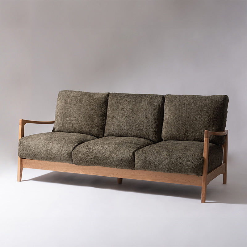 【開梱設置配送】3人掛けソファ 凹凸のある表情が魅力のブークレ生地を使用