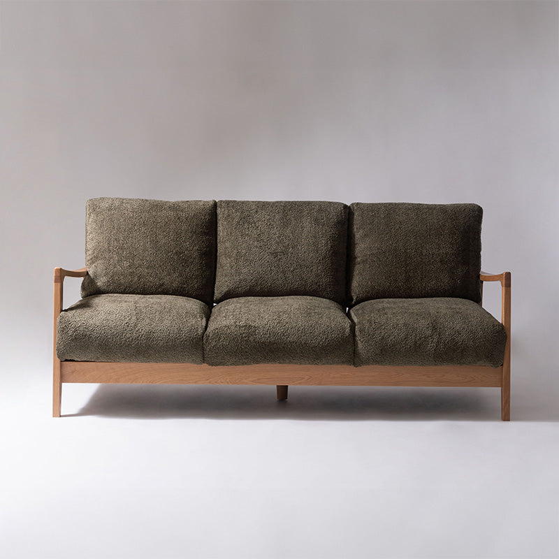 【開梱設置配送】3人掛けソファ 凹凸のある表情が魅力のブークレ生地を使用