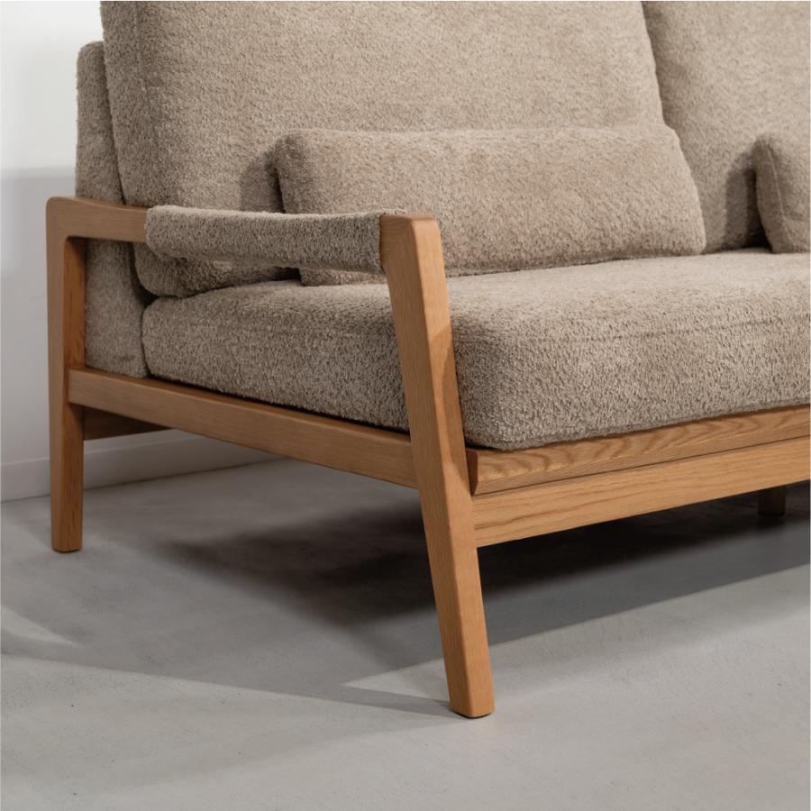 【開梱設置配送】3人掛けソファ 人気のブークレ生地を使用