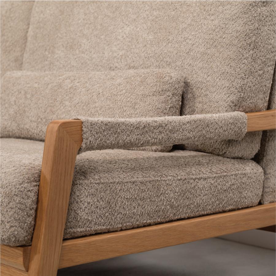 【開梱設置配送】3人掛けソファ 人気のブークレ生地を使用