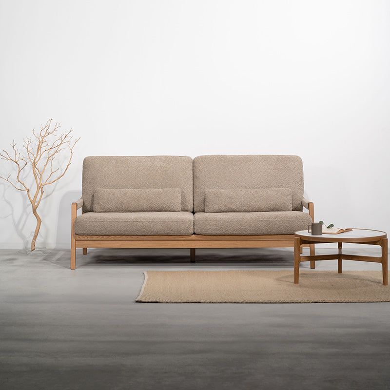 【開梱設置配送】3人掛けソファ 人気のブークレ生地を使用