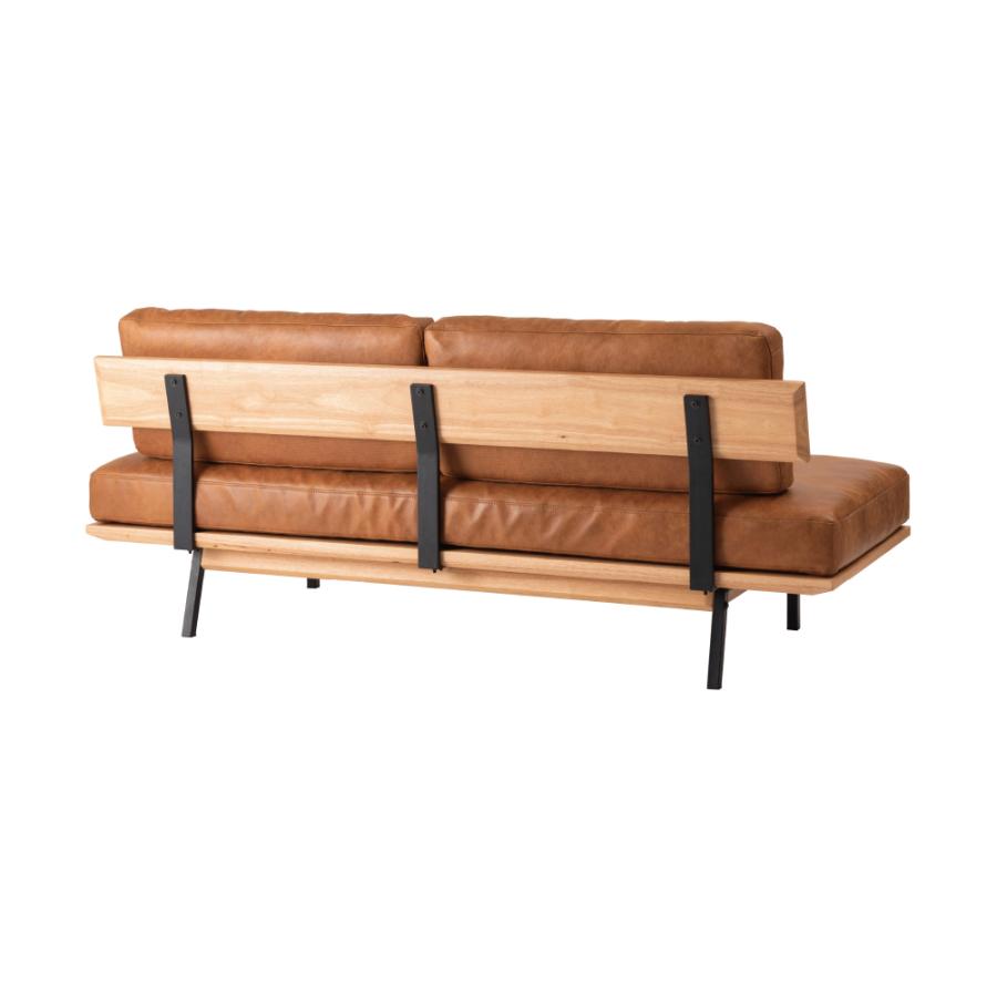 【開梱設置配送】3人掛けソファ ヴィンテージ感漂う天然木とアイアンのアームレスソファ