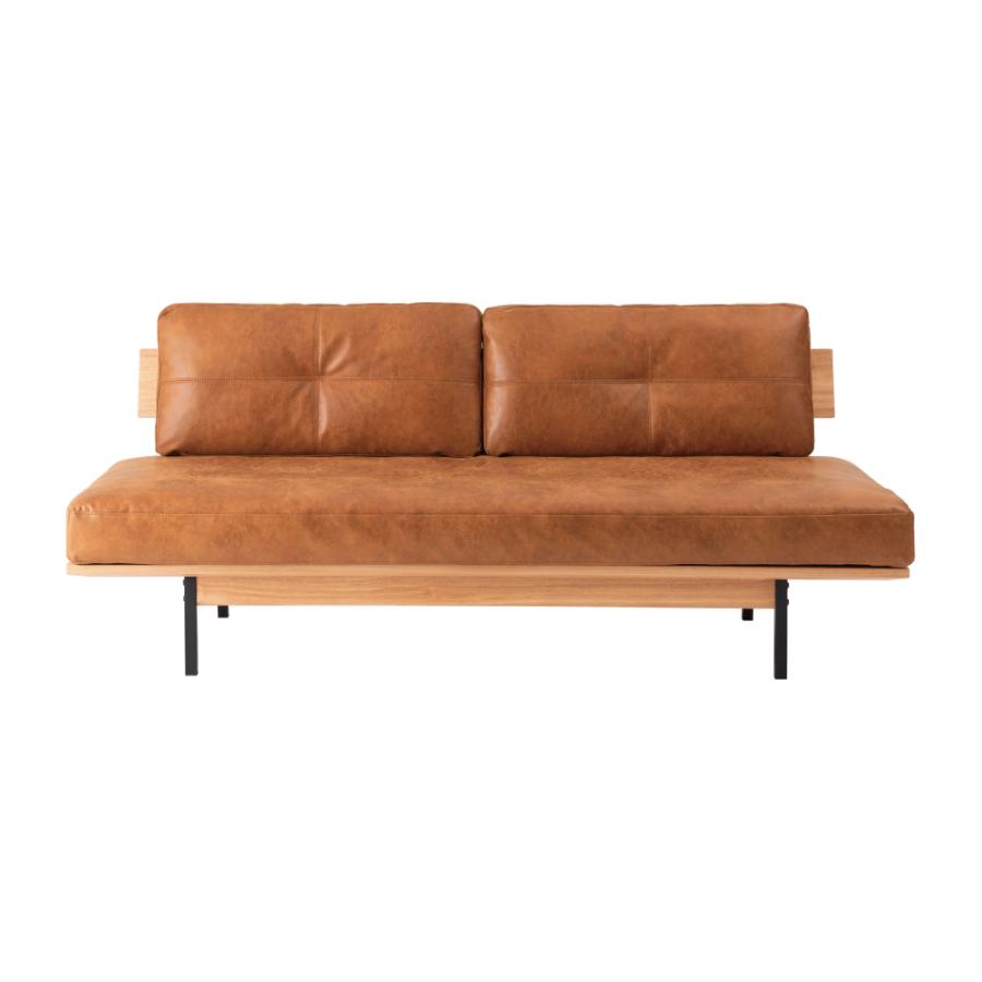 【開梱設置配送】3人掛けソファ ヴィンテージ感漂う天然木とアイアンのアームレスソファ