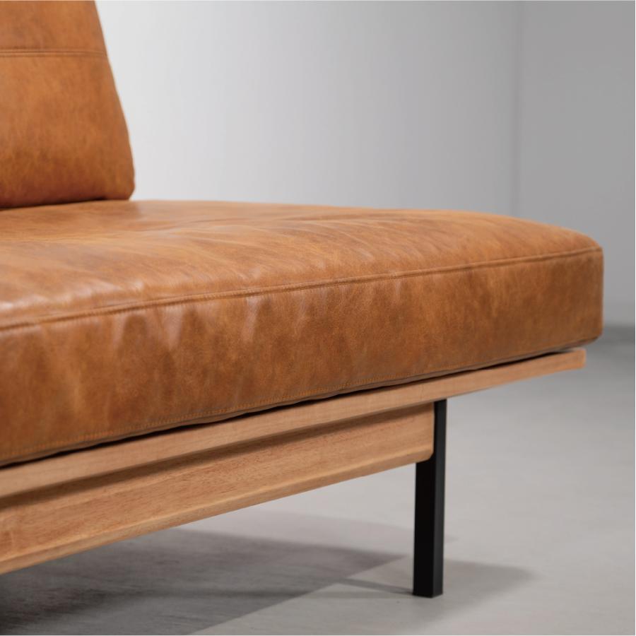 【開梱設置配送】3人掛けソファ ヴィンテージ感漂う天然木とアイアンのアームレスソファ