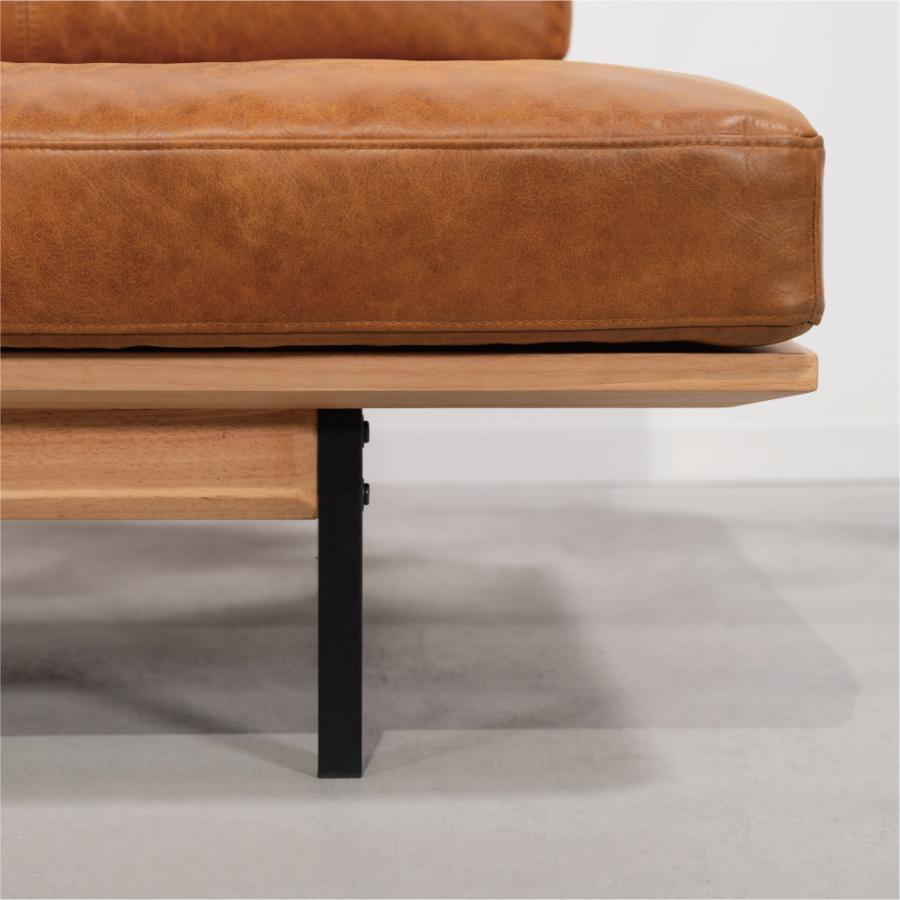 【開梱設置配送】3人掛けソファ ヴィンテージ感漂う天然木とアイアンのアームレスソファ