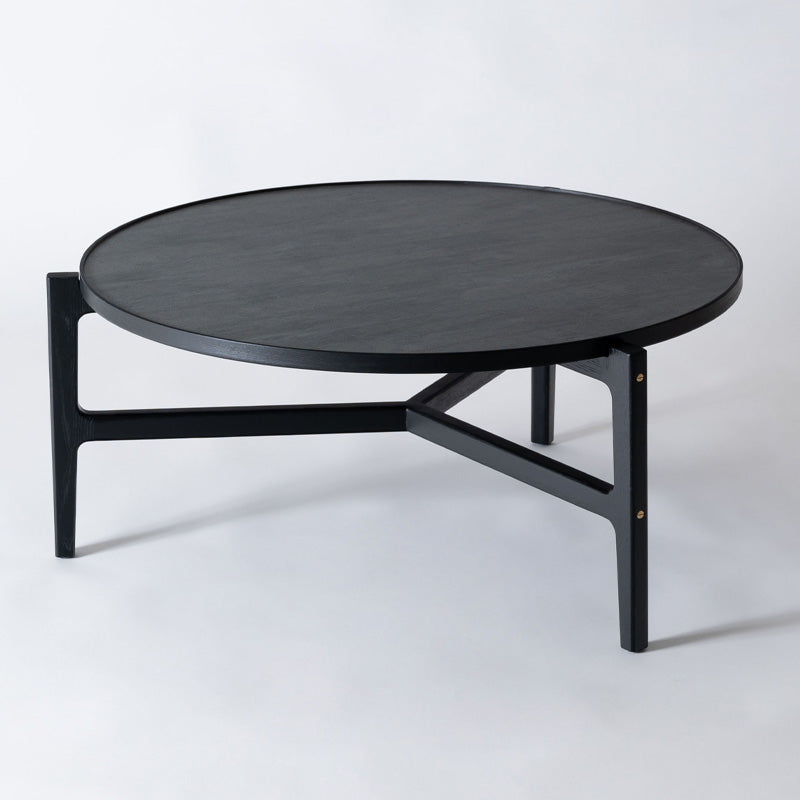 石目調の天板×天然木の組み合わせがナチュラルなラウンドテーブル 幅86cmタイプ