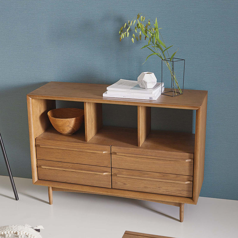 オークの質感が引き立つ 多機能オープンチェスト