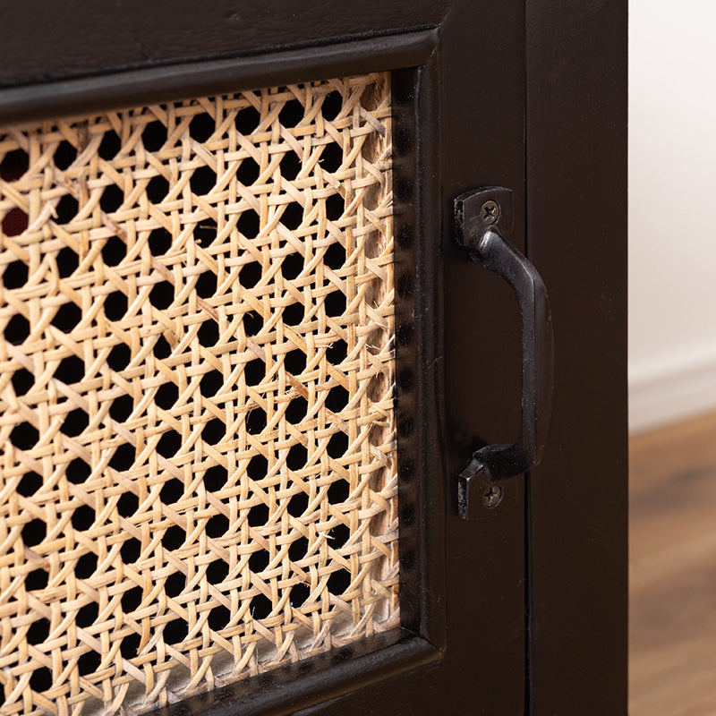 天然ラタンを使用したブラックカラーのTVボード 幅120cm