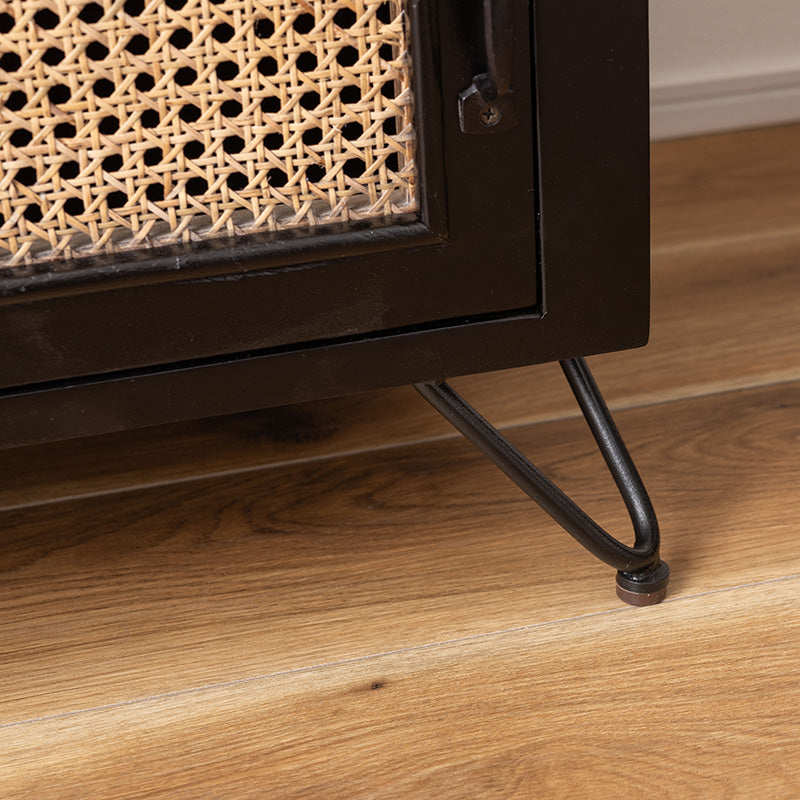 天然ラタンを使用したブラックカラーのTVボード 幅120cm