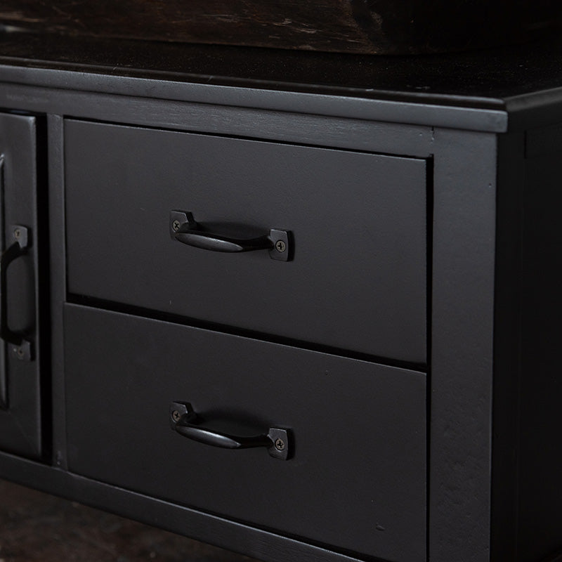 天然ラタンを使用したブラックカラーのTVボード 幅150cm