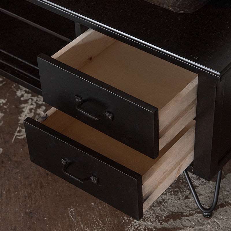 天然ラタンを使用したブラックカラーのTVボード 幅150cm