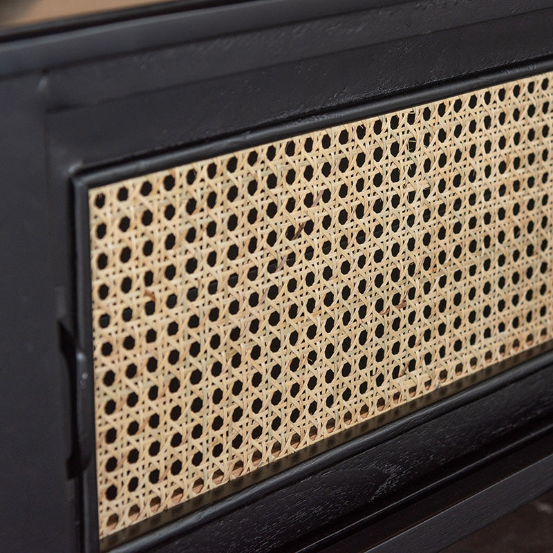 天然ラタンを使用したブラックカラーのTVボード 幅150cm