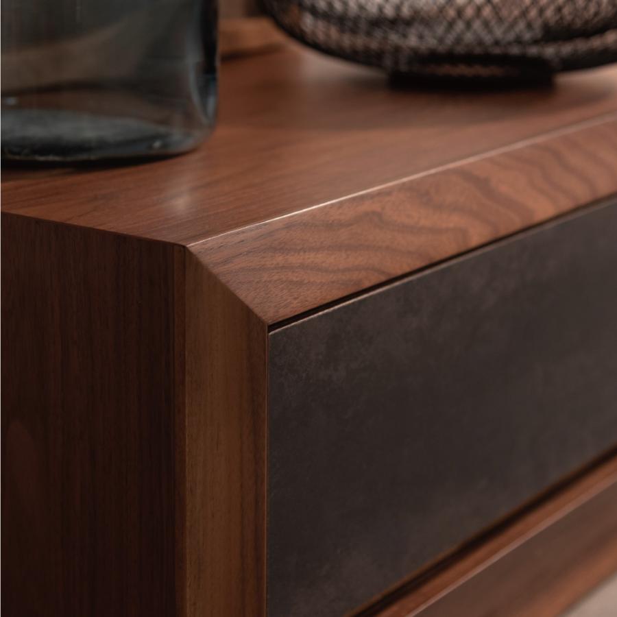 【開梱設置配送】ローボード 天然木の木目を生かしたデザインと石目調の引き出しがアクセント