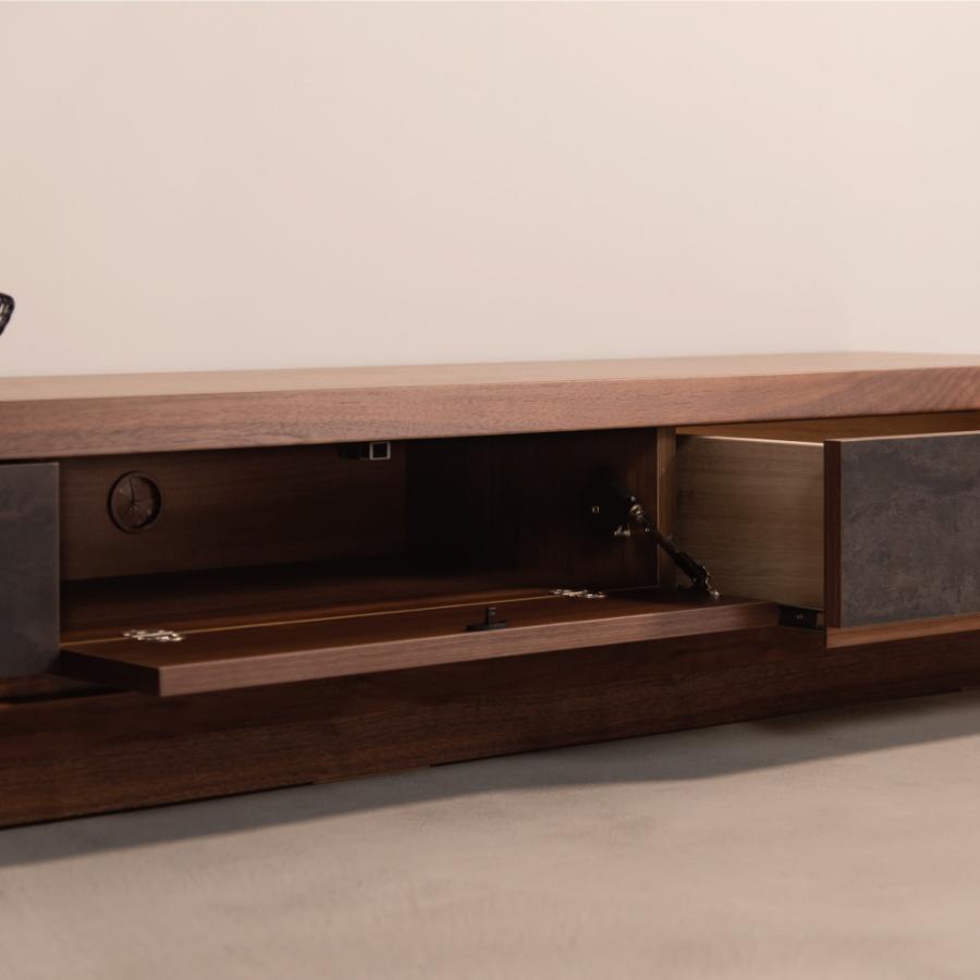 【開梱設置配送】ローボード 天然木の木目を生かしたデザインと石目調の引き出しがアクセント